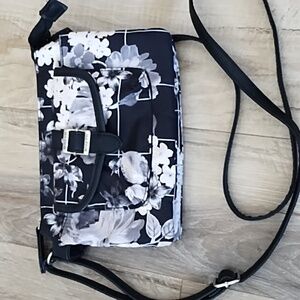 Rosetti Black and White Floral Crossbody Bag